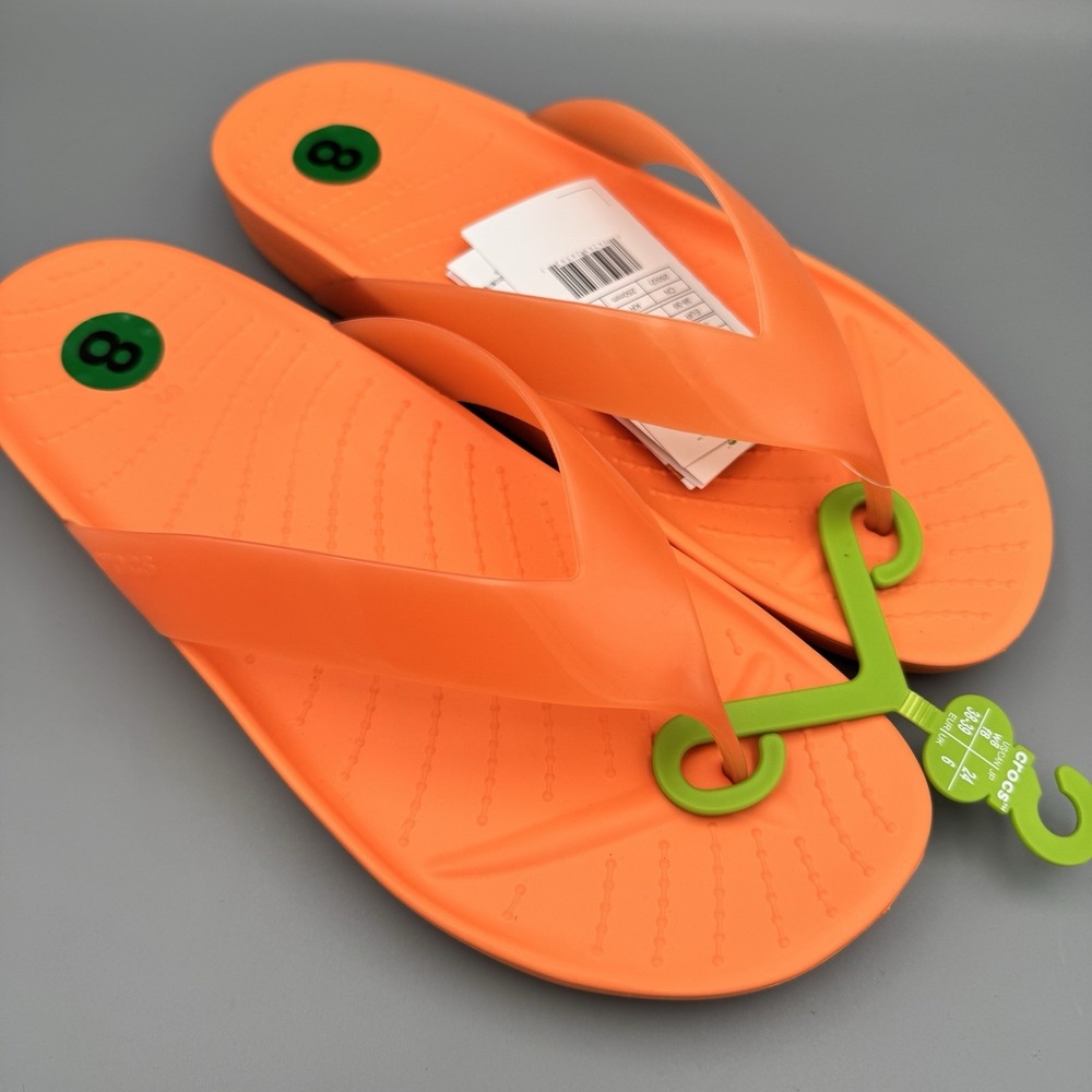 Crocs Splash Glossy Flip Flops Persimmon Orange Womens‎ 8 New with Tags!